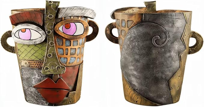 Abstract Face Planters Pots Head, Picasso Brutalist Face Flower Pot Ornaments - Image 7