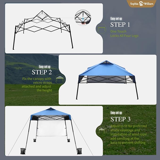 Canopy Tent 8x8ft Base One Person Set Up Pop Up Beach Tent, Outdoor Canopies - Image 5