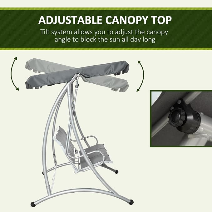 Outsunny 3-Seat Outdoor Porch Swing Chair, Patio Swing Glider - Image 3