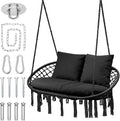 MoNiBloom 2 Seat Hammock Chair Hanging Macrame Swing 3 Cushions Included by Monibloom