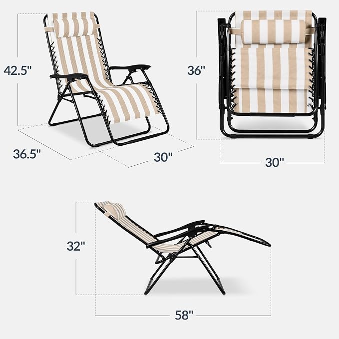 Best Choice Products Set of 2 Extra Wide Adjustable Steel Mesh Zero Gravity - Image 3