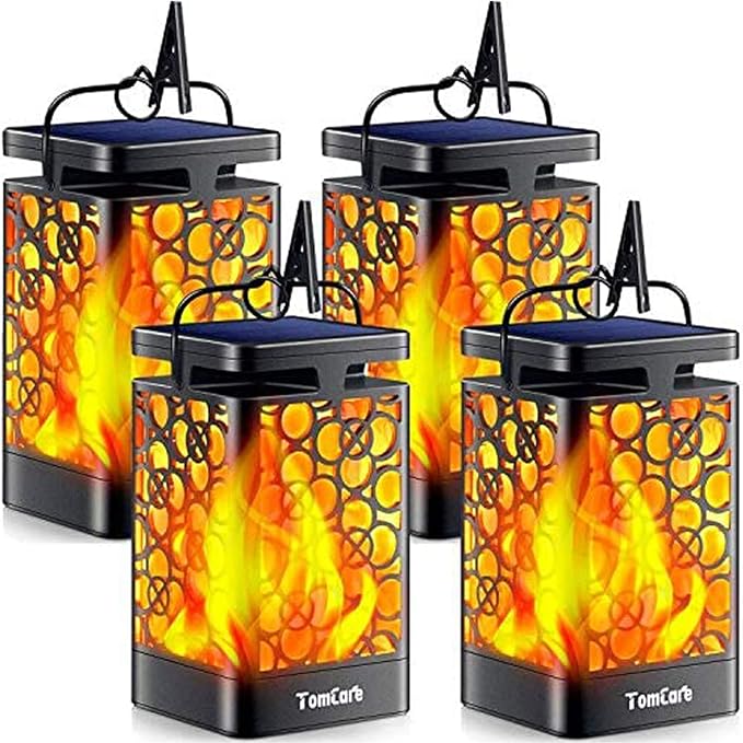 TomCare Solar Lights Upgraded Solar Lantern Flickering Flame Outdoor Hanging by TomCare