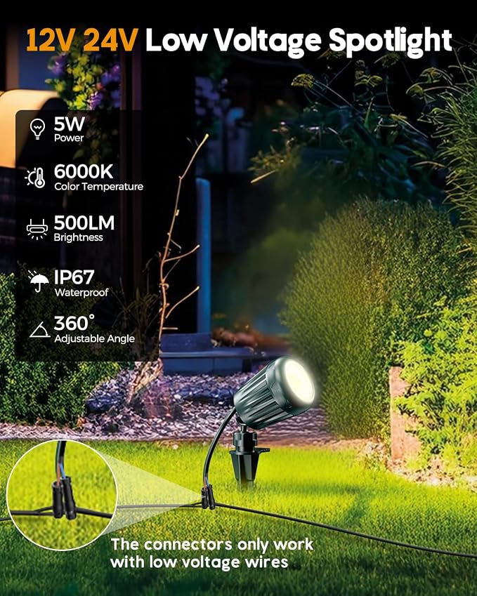 12V24V Low Voltage Landscape Lights Outdoor, 6000K White LED Landscape Lights - Image 2
