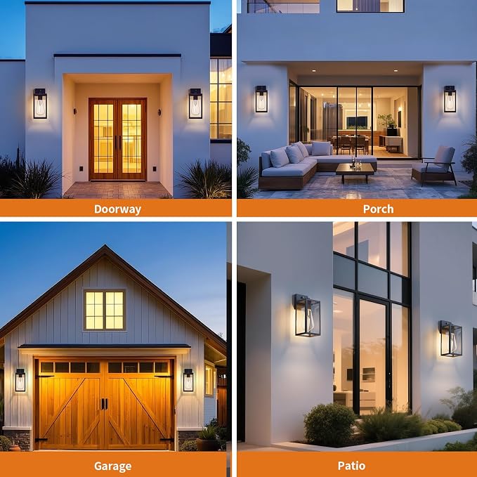 2 Pack 13‘’ Dusk to Dawn Outdoor Wall Light Fixture, Large Front Porch Lights - Image 7