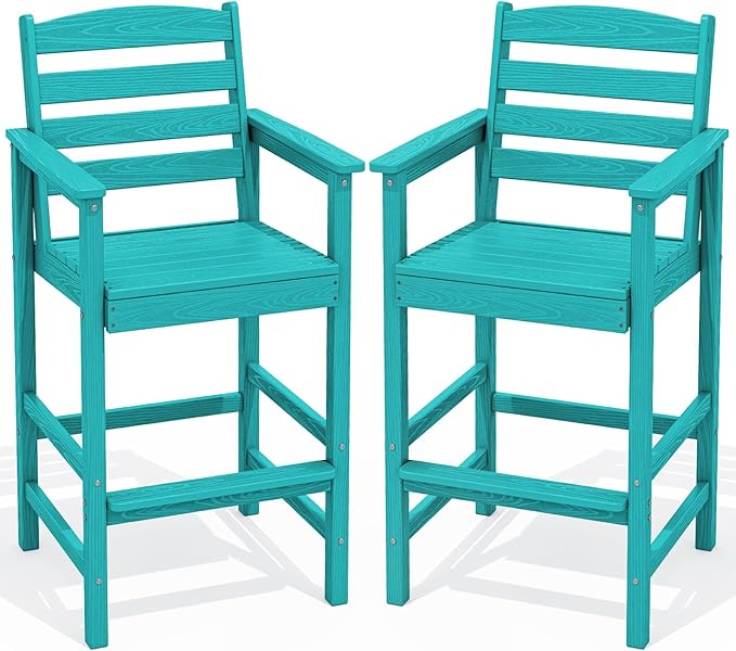 SERWALL Tall Adirondack Chairs Set of 2, Oversize Balcony Adirondack Chairs Set by SERWALL