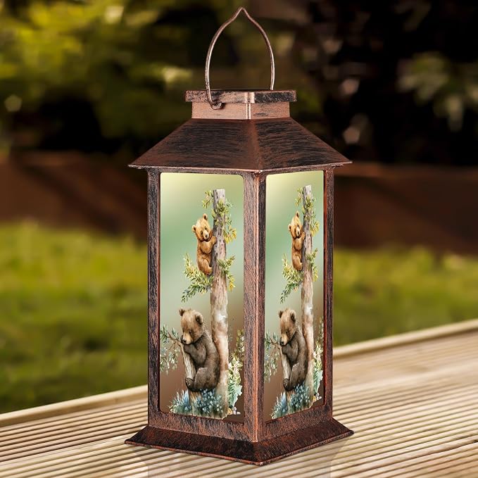 Outdoor Hanging Solar Lantern Waterproof Outside Bear Pattern Landscape Lights - Image 6