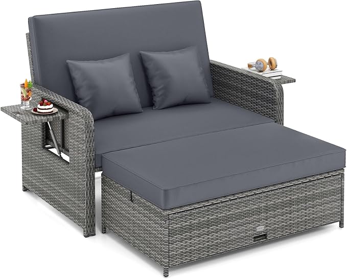 Tangkula Patio Rattan Daybed by TANGKULA