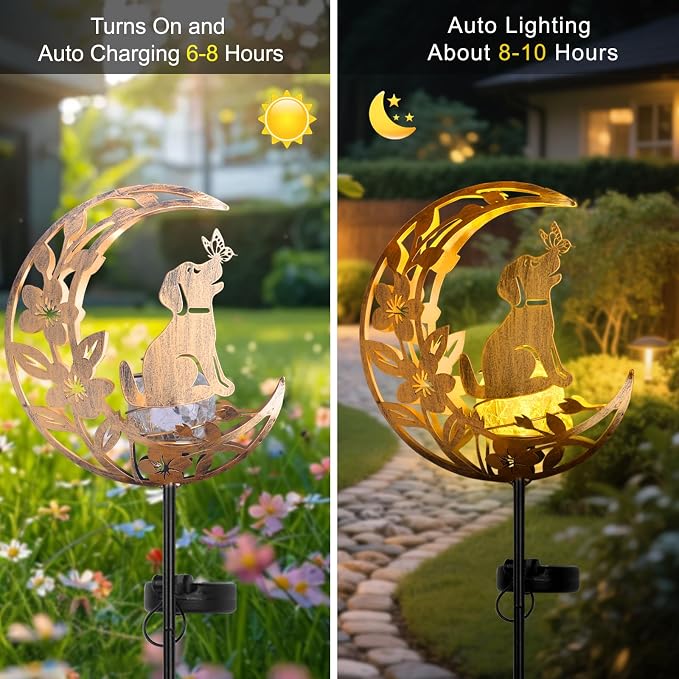 JOBOSI Solar Moon Dog Decorative Light Gifts, Solar Moon Dog Moving Decorative - Image 5