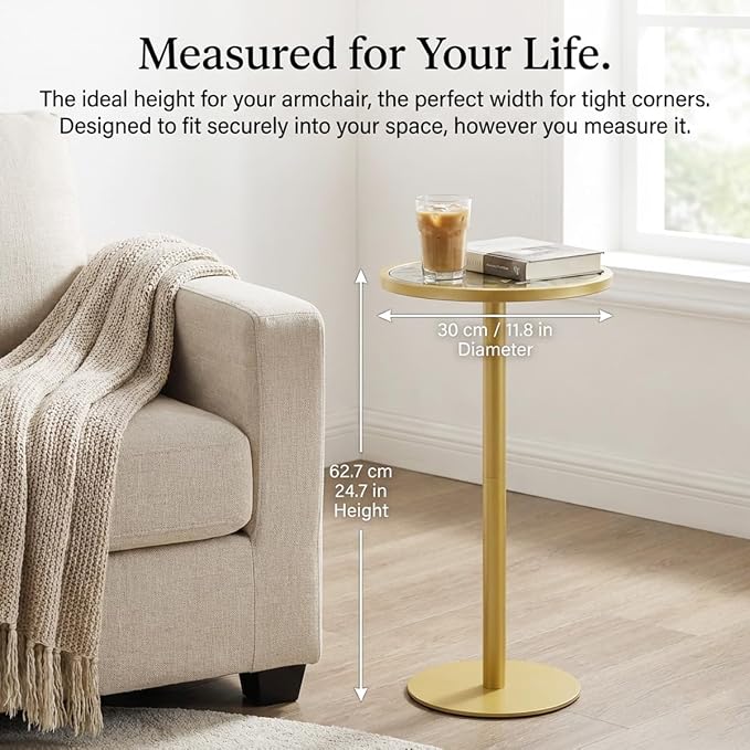 Gold Drink Table, Indoor Outdoor Small Round Side Table - Image 2