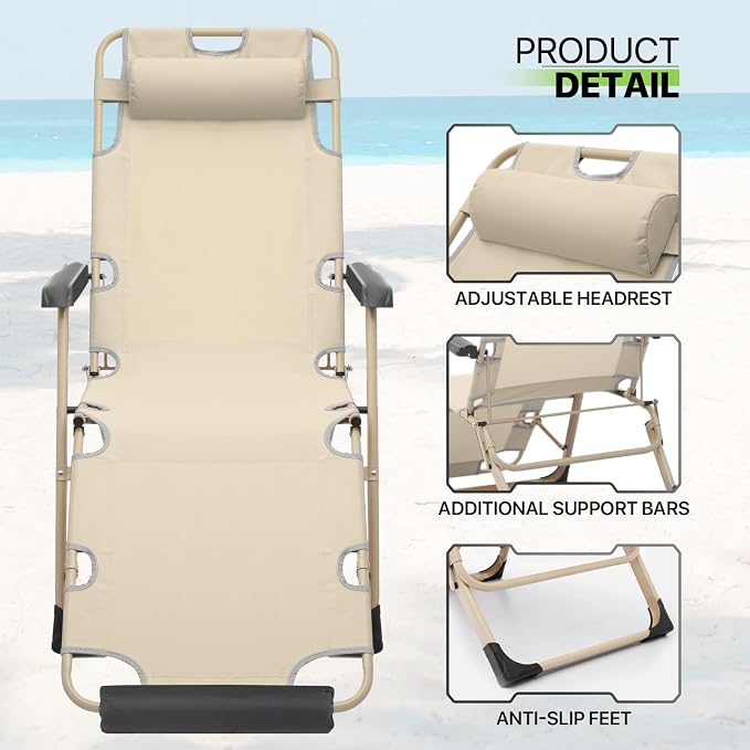 Magshion Folding Patio Chairs Set of 2, Outdoor Lounge Chair - Image 11