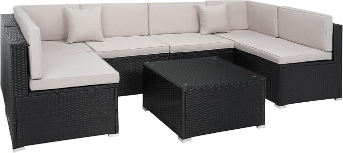 SAFAVIEH Outdoor Collection Diona Black/Grey Cushion Sectional Set - Image 3