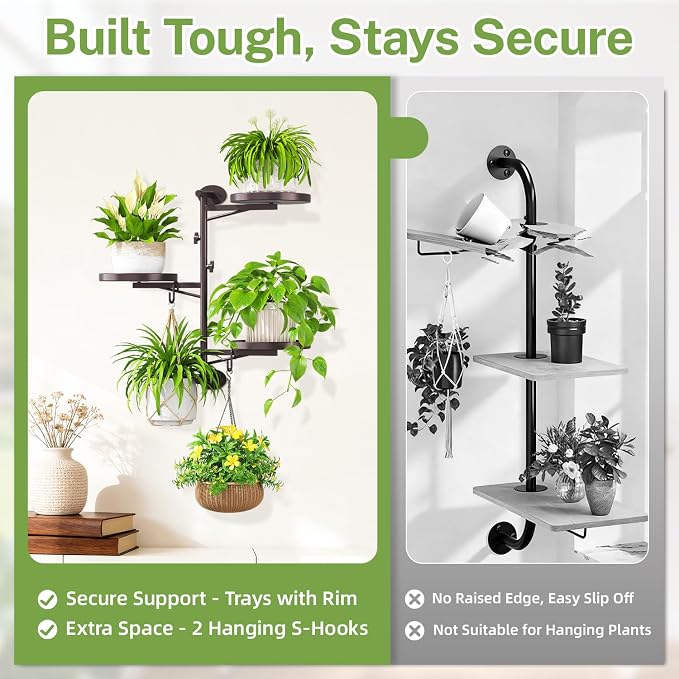 iDavosic.ly Rotating Window Plant Shelves, 3-Tier Metal Wall Stand - Image 5
