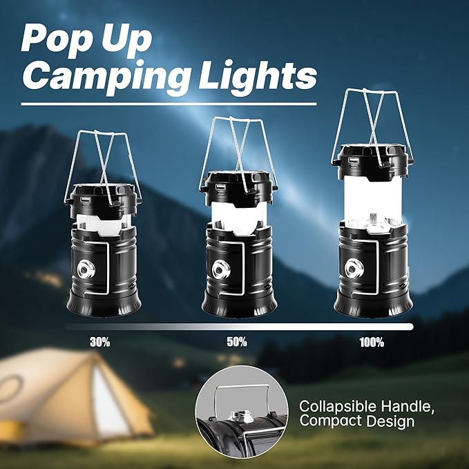 Lichamp Collapsible Portable Solar Camping Lantern, USB Rechargeable LED - Image 5
