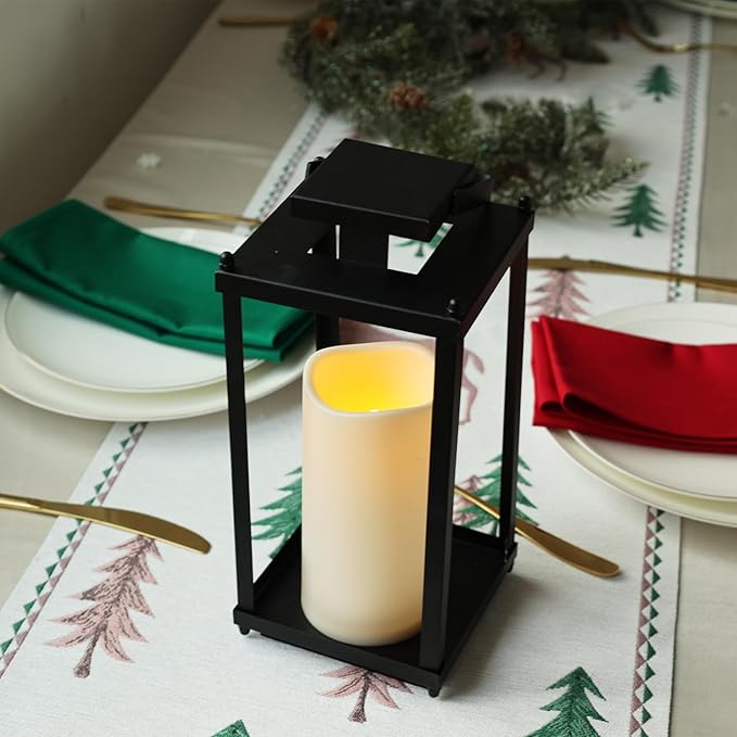 NEEDOMO Lanterns Decorative Indoor& Outdoor, 13.4" Metal Tabletop Decor Lantern - Image 4
