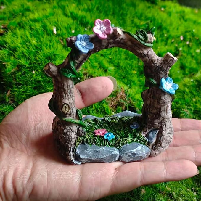 Kai Dream Miniature Fairy Garden Accessories, Resin Craft Flower Arch Figurine - Image 6