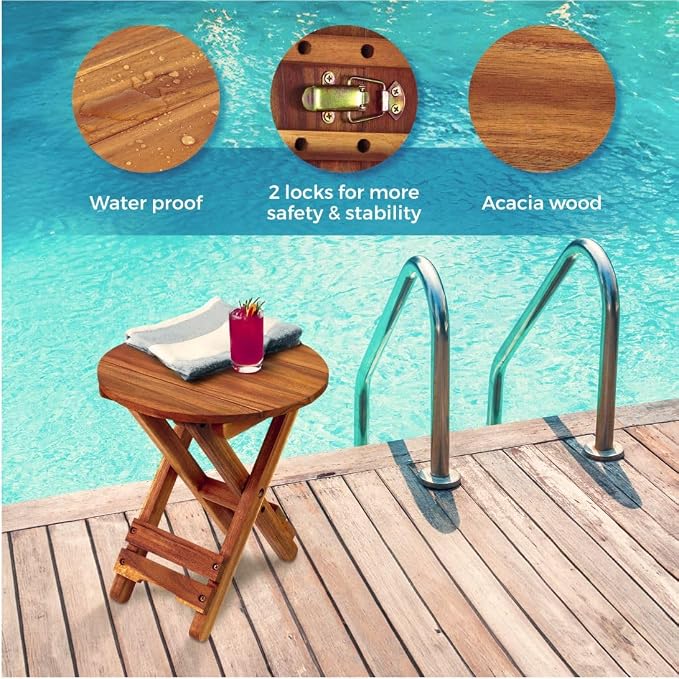 Small Patio Table, Outdoor Folding Side Table, Portable Side Table, Small Side - Image 6