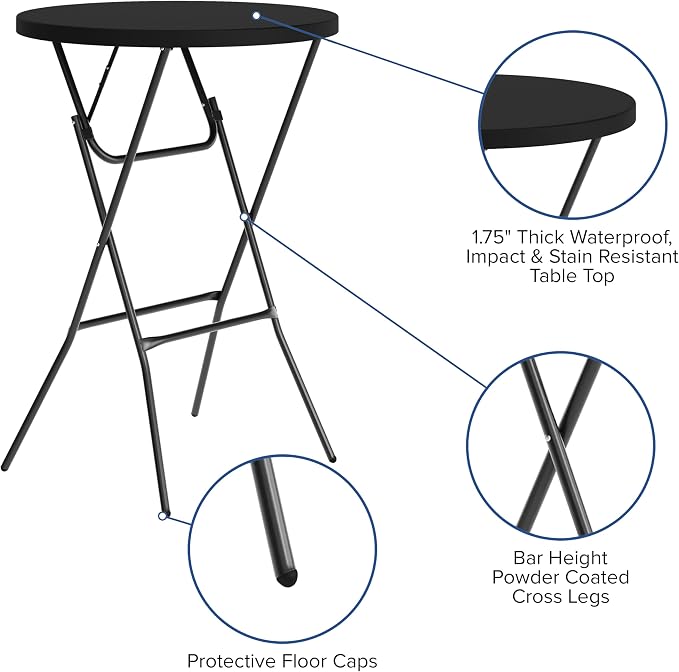 Flash Furniture Elon Round Folding Bar Height Table - Image 4