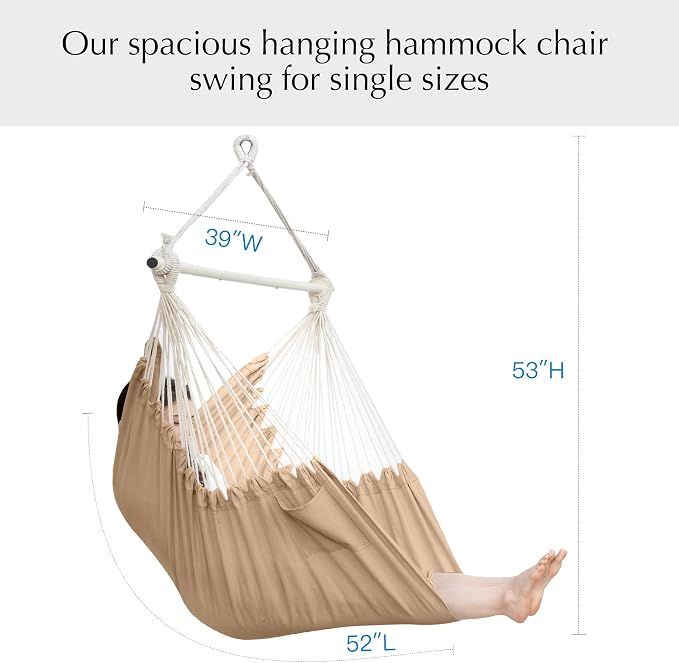 PNAEUT Hammock Chair Hanging Rope Swing - Image 6