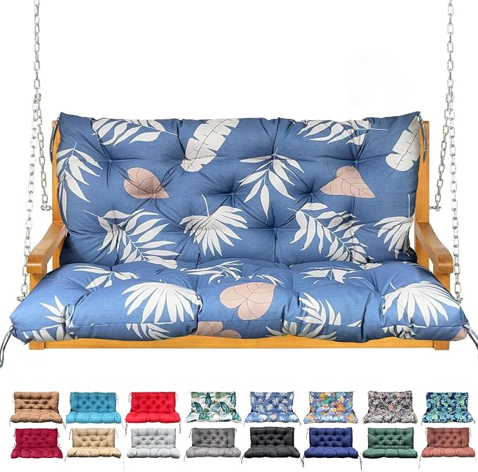 Porch Swing Cushion with Backrest, Waterproof Bench Cushion by NANGELRN
