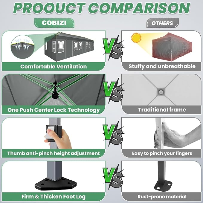 COBIZI 10x30 Pop Up Canopy Tent - Image 3