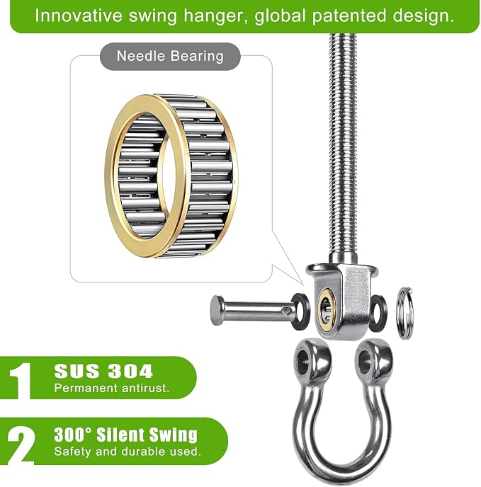 SELEWARE Heavy Duty Bearing Swing Hangers, 6 Pack Stainless Steel Swing Hooks - Image 5