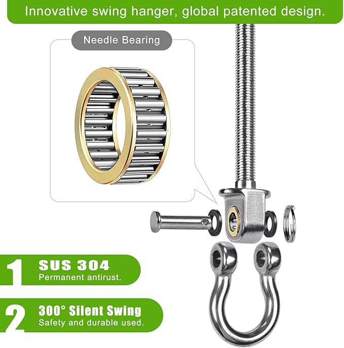 SELEWARE Heavy Duty Bearing Swing Hangers, 2 Pack Stainless Steel Swing Hooks - Image 5