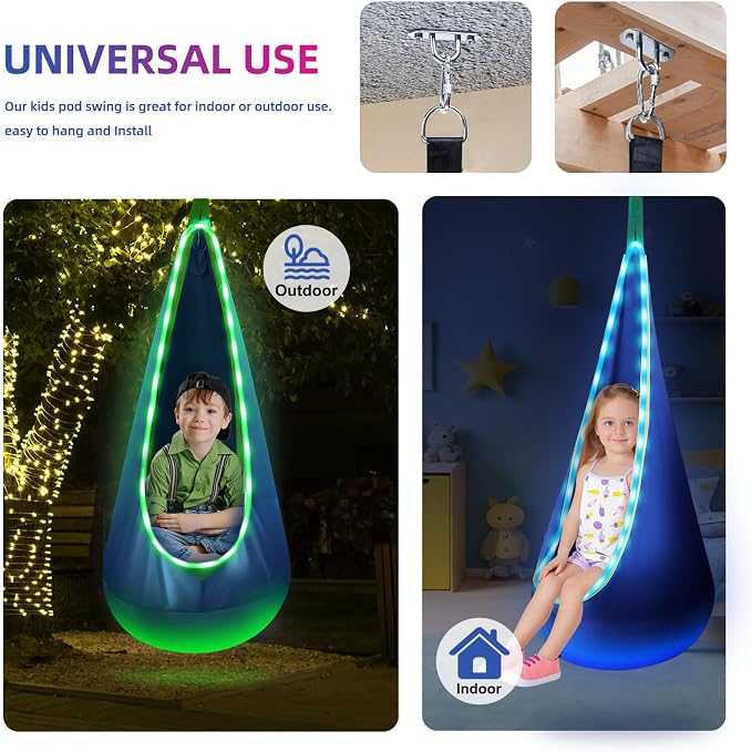 Light Up Swing Chair Hammock Chair Indoor Outdoor - Image 6