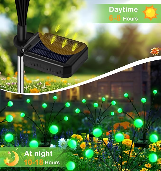 Solar Garden Lights Outdoor, 4 Pack 24LED Waterproof Solar Powered Lights - Image 4