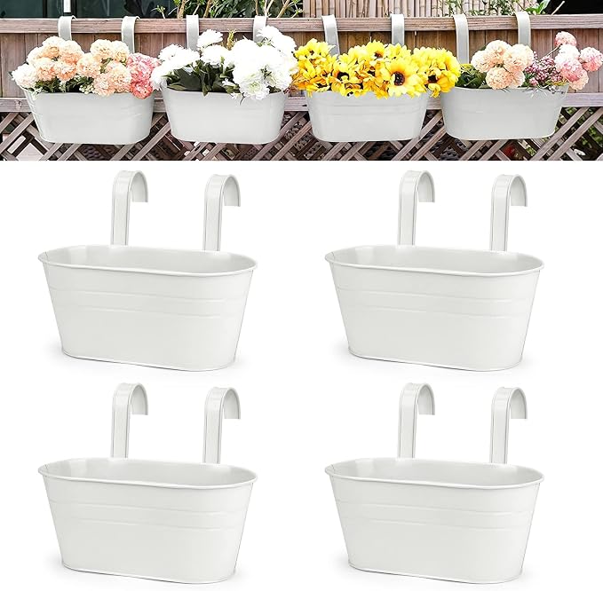 OGIMA 4pcs Hanging Flower Pots, Metal Iron Wall Planter Indoor/Outdoor by OGIMA