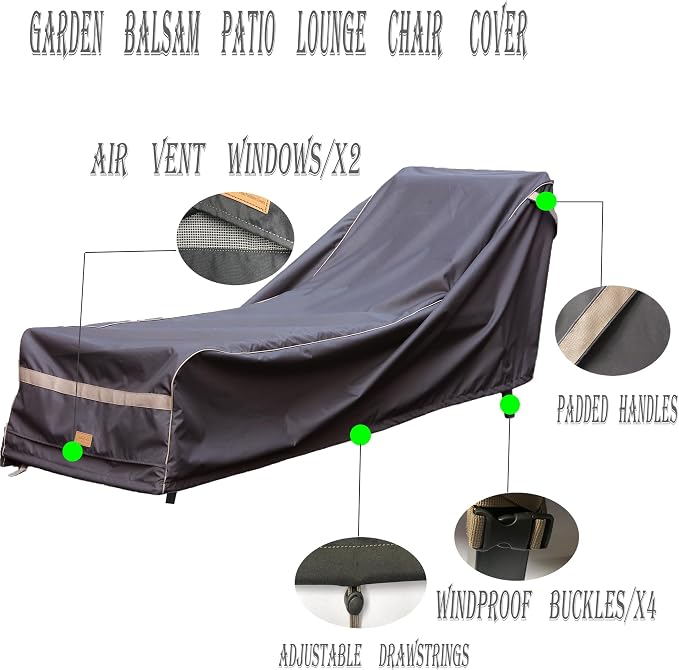 Patio Chaise Lounge Cover Waterproof, Heavy Duty Outdoor Lounge Chair Covers - Image 3