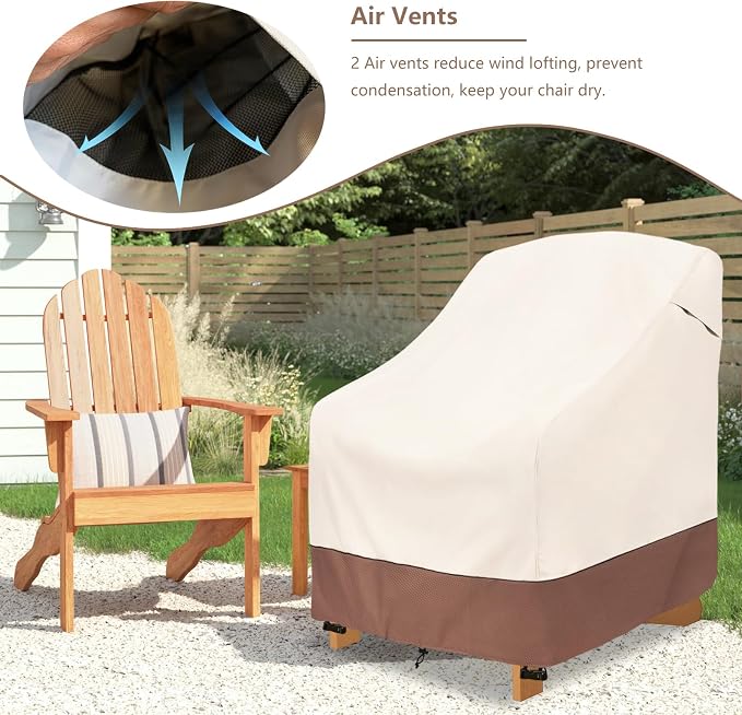 okcool Patio Adirondack Chair Cover 2 Pack, Waterproof Heavy Duty Outdoor Chair - Image 4