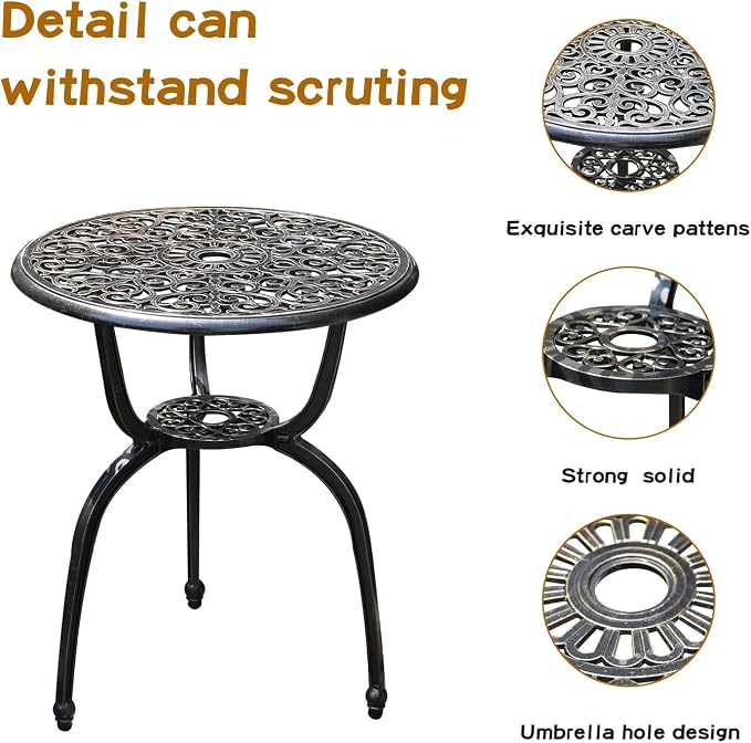 JARDIN DE CENTENNIAL Patio Bistro Set.Rust-Resistant Cast Aluminum Bistro Table - Image 5