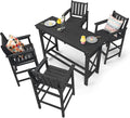 5-Piece HDPE Patio Bar Set, Rectangular Bar Height Table and 4 Adirondack Bar by SeeHill