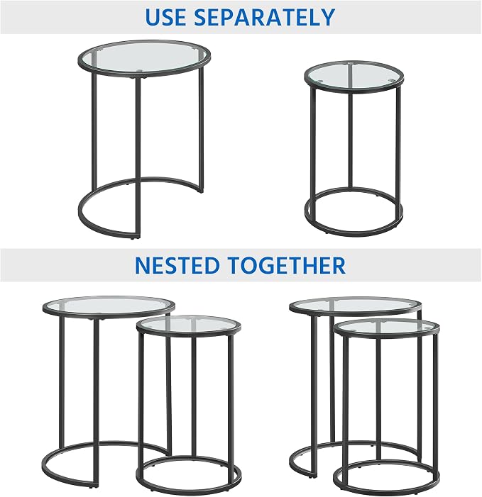 Yaheetech Round Nesting End Table Set of 2, Stacking Side Tables, Coffee Tables - Image 8