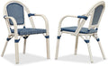 PURPLE LEAF French Bistro Chairs Set of 2 Aluminum Wicker Rattan Hand-Woven by PURPLELEAF