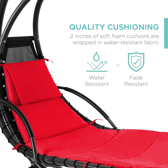 Best Choice Products Outdoor Hanging Curved Steel Chaise Lounge Chair Swing - Image 5
