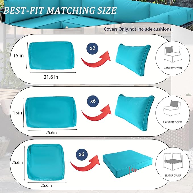 Outdoor Cushions Covers for Patio Furniture, Patio Cushion Covers Replacement - Image 2
