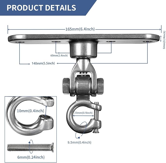Heavy Duty Swing Hanger Smooth Operation 180° & 360° Swivel Bearings 1500 lb - Image 4