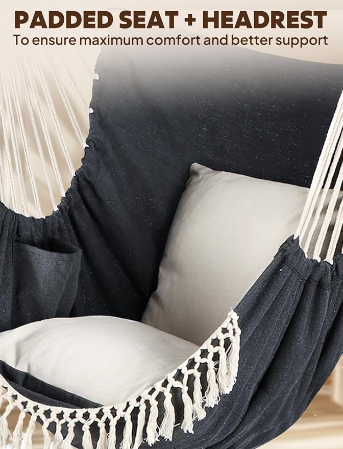 Chihee Hammock Chair Hanging Swing Max 500 Lbs 2 Cushions Included Steel - Image 4