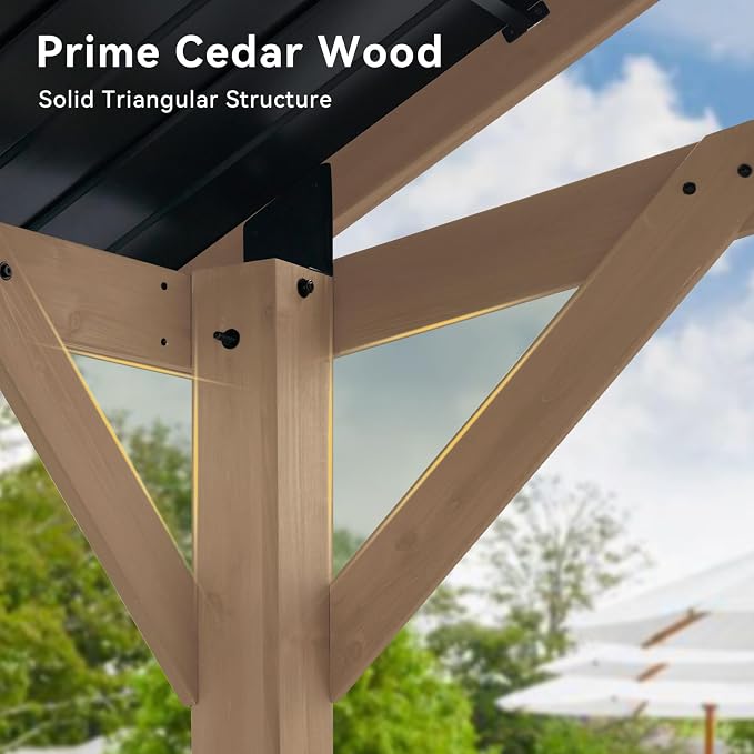 Aoxun 12' x 20' Outdoor Wood Gazebo, Hardtop Gazebo Permanent Wooden Pavilion - Image 5