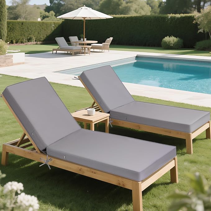 Lounge Chair Cushion Waterproof Chaise Lounge Cushions 72x21x3 Inch Non-Slip - Image 7