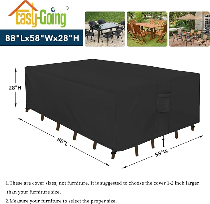 Easy-Going Rectangle Patio Furniture Cover Waterproof Outdoor Dining Table and - Image 2