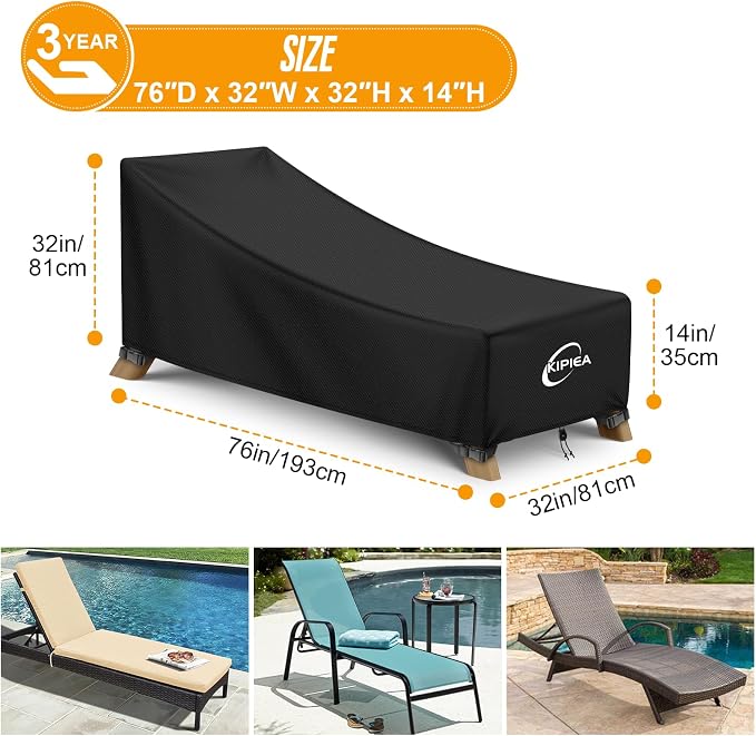 Kipiea Waterproof Patio Lounge Chair Covers - Image 2