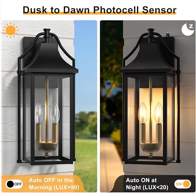  Outdoor Wall Sconce Fixture, Dusk to Dawn Patio Lights Waterproof - Image 9