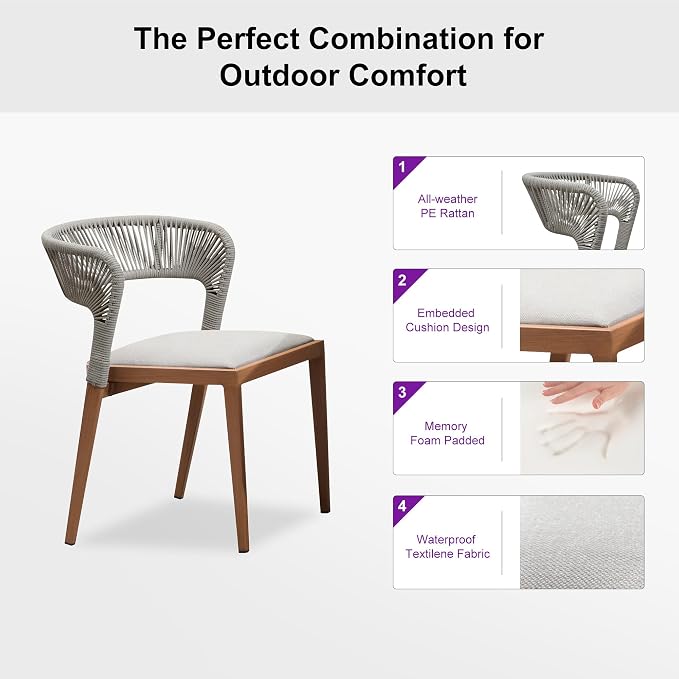 PURPLE LEAF 11 Pieces Outdoor Dining Set Patio Dining Furniture Aluminum Wicker - Image 3