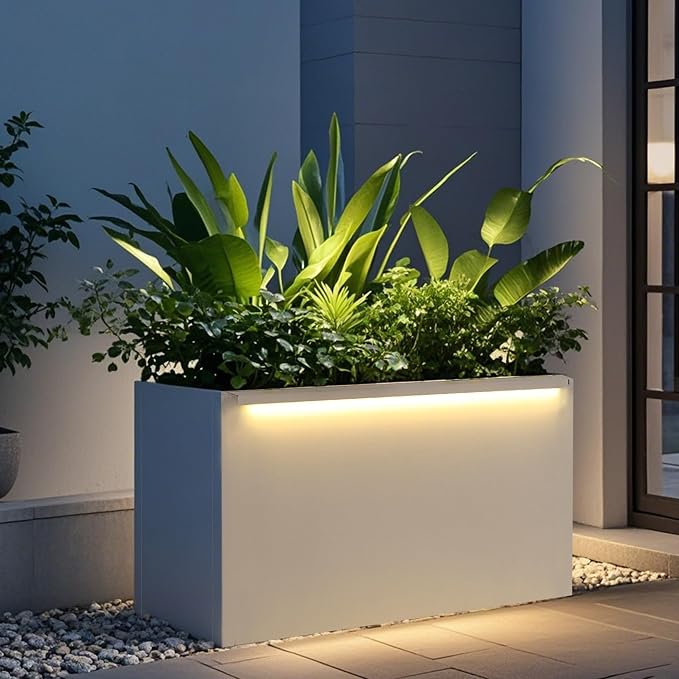 GSK 30" L White LED Metal Planter - Image 6