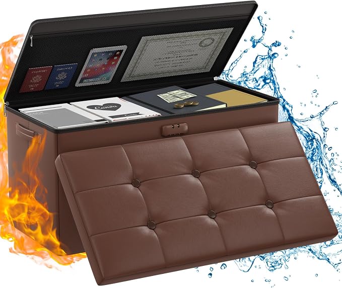 ENGPOW Storage Ottoman Bench, Fireproof Folding Bench by ENGPOW