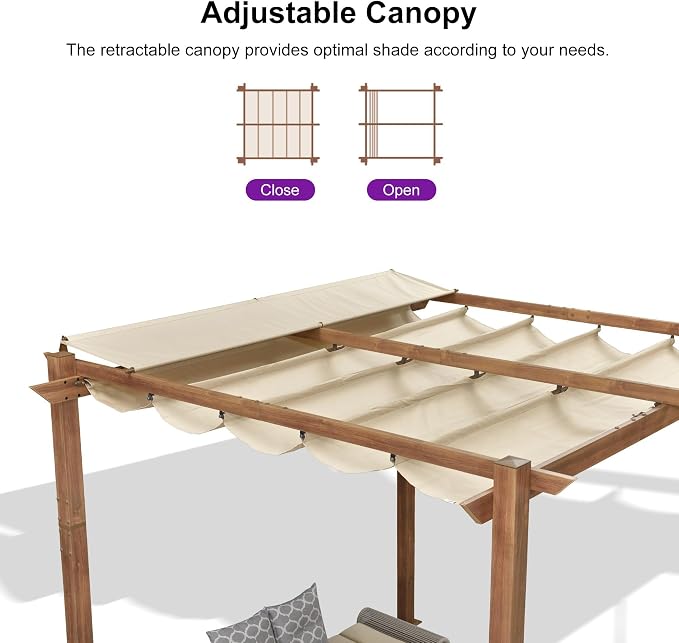 PURPLE LEAF 10' x 10' Outdoor Retractable Pergola - Image 6