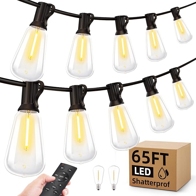 Outdoor String Led Patio Lights: 65Ft 20M Outside Waterproof Light by MGVIH