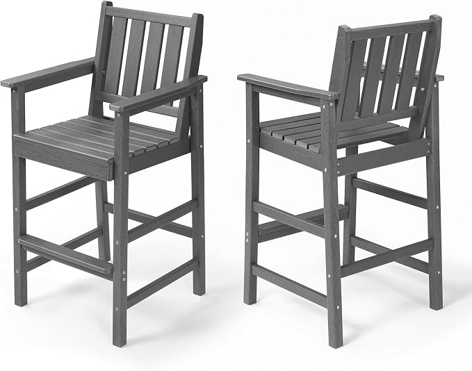 Adirondack Bar Chair Set of 2, HDPE Tall Adirondack Chairs Bar Stools - Image 9